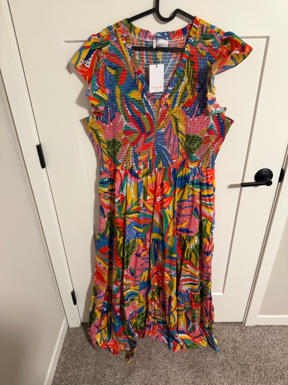 Sugarlips Multicolor Tropical Print Maxi Dress - Red, Blue, Green, Pink, Yellow